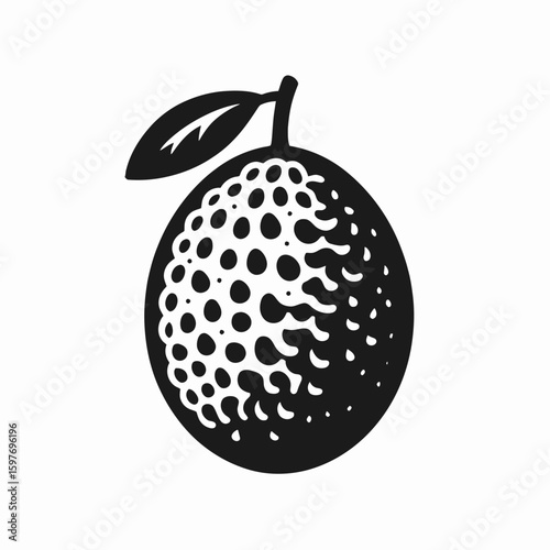 Sapodilla. Cartoon Minimal Logo Clipart Silhouette Vector Line Art Illustration. Enjoy achras zapota a tropical delight tasty fruit grown near warm nations.