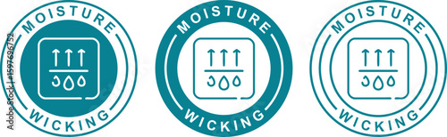 Moisture Wicking Icon Label – Breathable Fabric, Sweat Resistant Logo Badge for Clothing and Sportswear Design