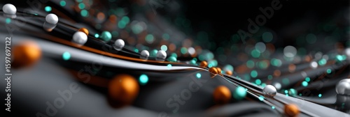 Colorful abstract representation of particles and waves creating a dynamic visual background