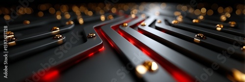 Detailed circuit pattern with glowing elements highlighting technology design background