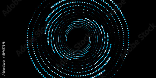 et of black thick halftone dotted speed lines. Speed lines in circle form. Geometric art. Design element for frame, logo, tattoo, web pages, prints, posters, template, abstract vector background.