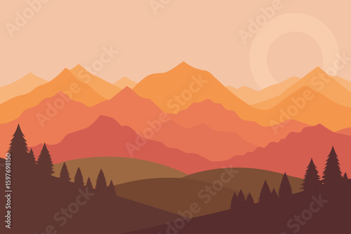 sunset in mountains