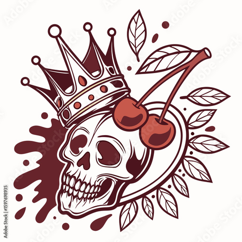 Vector illustration of a winged skull, a potent symbol often found in tattoo art, representing mortality and freedom