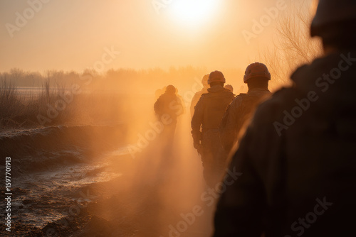 skilled team of deminers works meticulously in wartorn area using advanced technology and equipment