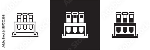 Chemistry vial glass icon. Biological and chemistry sample tube icon. Icon symbol for research, blood sample, laboratory. Vector illustration