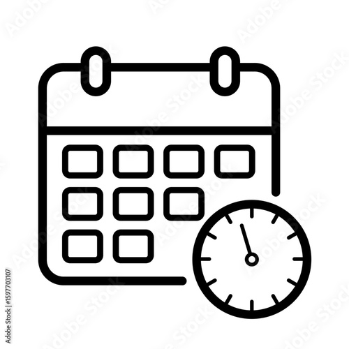 calendar with clock  - vector icon