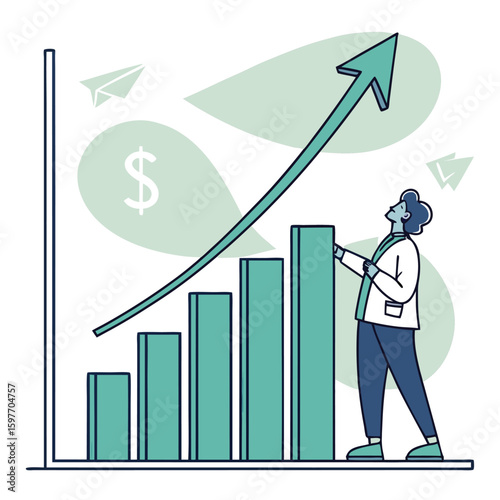 Businessman showing financial graph for success and growth