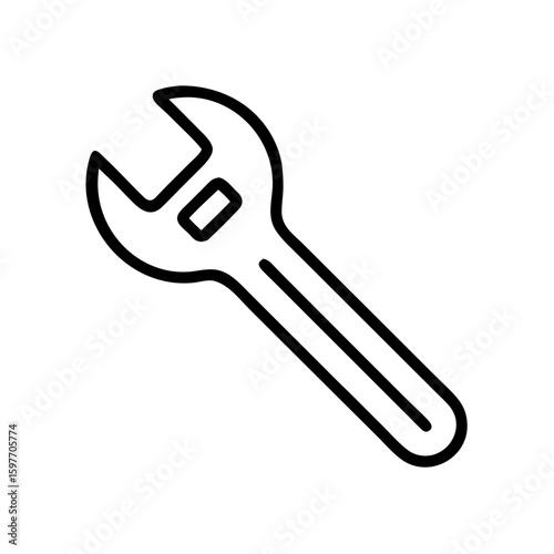 clean outline icon of an adjustable wrench, useful for websites or blogs about tools, mechanics, repair, engineering, construction, or technical support