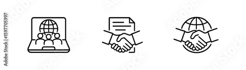 Communication, technology linear icon set. networking, connection icons line collection.