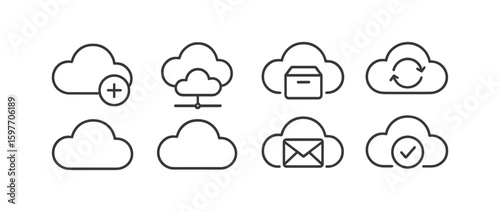 Cloud computing line icon set. data storage, sync, network icons line collection