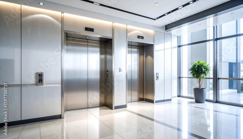 Modern office elevator hall