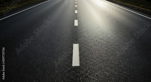 Wallpaper Mural Top view of an asphalt road with visible highway lane markings. Torontodigital.ca