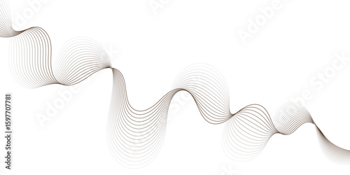Abstract black and white grey light waves lines smooth flowing soft motion and calm pattern white  background.