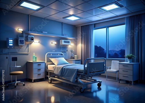 hospital room night dimmed monitor light
