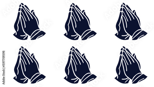 Praying hands dark blue stylized silhouette