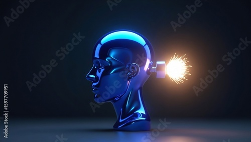 Conceptual 3D Render of a Human Head as a Bomb About to Explode, Symbolizing Stress, Burnout, and Anger