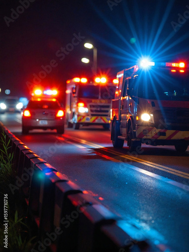 Car crash aftermath on road. Damaged vehicle, accident scene. Road safety concept.