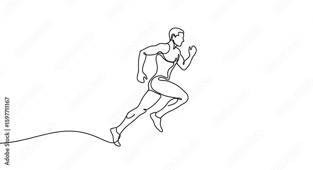 Fototapeta premium Continuous line drawing of running man vector illustration for sport and healthy lifestyle design concept
