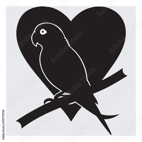 Lovebird Silhouette Vector SVG – Romantic Parrot Design | Pair of Lovebirds Silhouette Vector – Parrot SVG Clipart | Flying Lovebird Silhouette SVG – Exotic Parrot Vector.