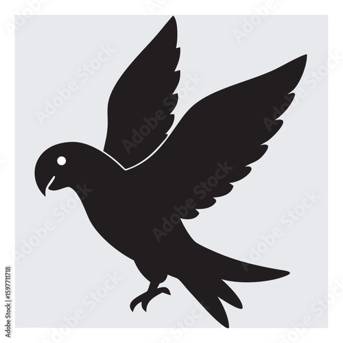 Lovebird Silhouette Vector SVG – Romantic Parrot Design | Pair of Lovebirds Silhouette Vector – Parrot SVG Clipart | Flying Lovebird Silhouette SVG – Exotic Parrot Vector.