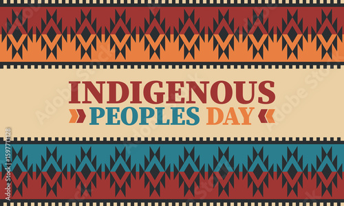 Indigenous Peoples' Day. Native American Day. American Indian culture. Heritage Month. Celebrate annual in United States. Tradition pattern. Poster, card, banner and background. Vector