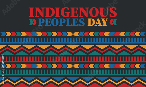 Indigenous Peoples' Day. Native American Day. American Indian culture. Heritage Month. Celebrate annual in United States. Tradition pattern. Poster, card, banner and background. Vector