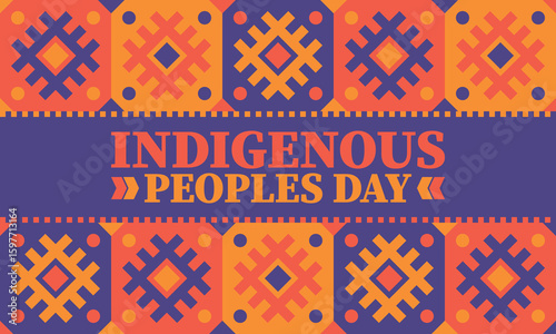 Indigenous Peoples' Day. Native American Day. American Indian culture. Heritage Month. Celebrate annual in United States. Tradition pattern. Poster, card, banner and background. Vector