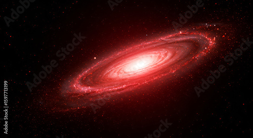 Red swirling abstract pattern on black background digital art