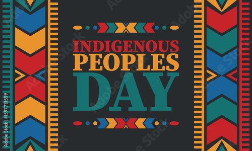 Indigenous Peoples' Day. Native American Day. American Indian culture. Heritage Month. Celebrate annual in United States. Tradition pattern. Poster, card, banner and background. Vector