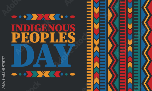 Indigenous Peoples' Day. Native American Day. American Indian culture. Heritage Month. Celebrate annual in United States. Tradition pattern. Poster, card, banner and background. Vector
