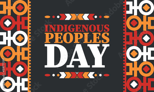 Indigenous Peoples' Day. Native American Day. American Indian culture. Heritage Month. Celebrate annual in United States. Tradition pattern. Poster, card, banner and background. Vector