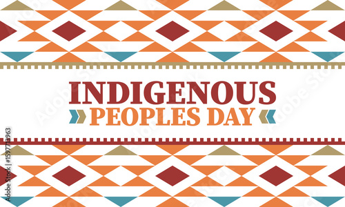 Indigenous Peoples' Day. Native American Day. American Indian culture. Heritage Month. Celebrate annual in United States. Tradition pattern. Poster, card, banner and background. Vector