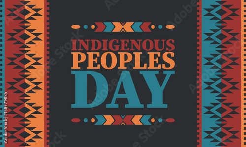 Indigenous Peoples' Day. Native American Day. American Indian culture. Heritage Month. Celebrate annual in United States. Tradition pattern. Poster, card, banner and background. Vector