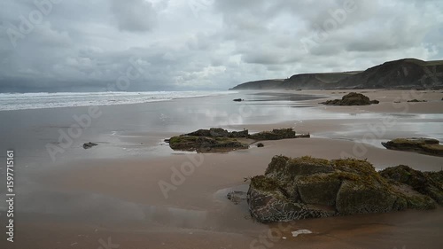 Morning clouds in July at Sandymouth beach Cornwall