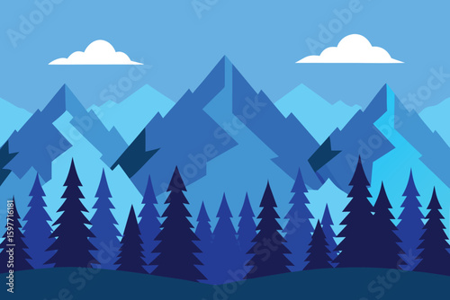 Serene mountain landscape with a colorful sunset sky