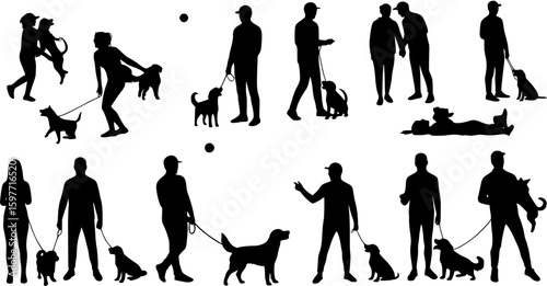 Group people all ages activities with dogs