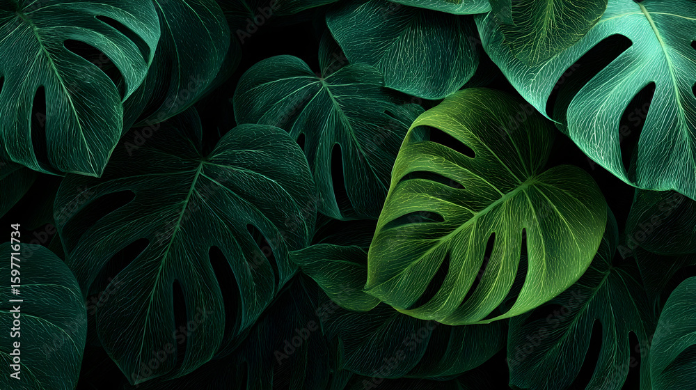 custom made wallpaper toronto digitalabstract green leaf texture, nature background, tropical leaf
