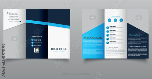 Modern Corporate Trifold Brochure Template Design. For medicine and IT companies.