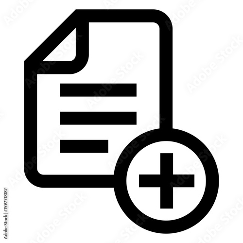 Icono documento con cruz en círculo con líneas 