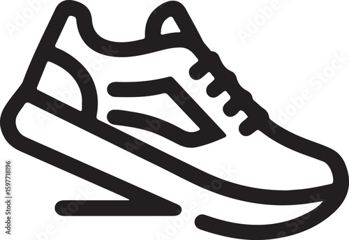 Black athletic shoe outline sneaker footwear Vector illustration EPS download