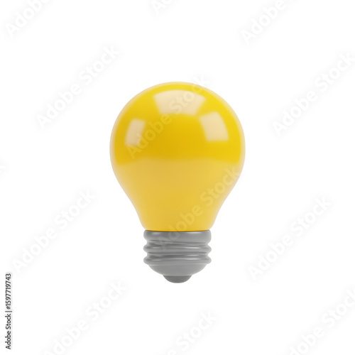 3D Transparent Bulb Shining Ideas on a Clear Background, Concept and Creative Solution