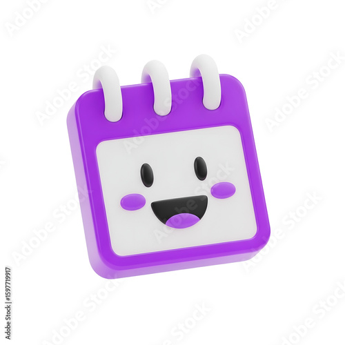 3D Smiling Calendar Icon with Transparent Background A Cheerful Date Reminder for Your Projects