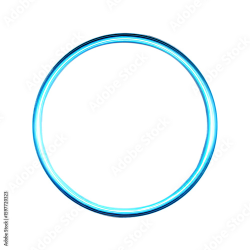 A luminous blue circle shines intensely, isolated on transparent background, offering a clean and futuristic aesthetic