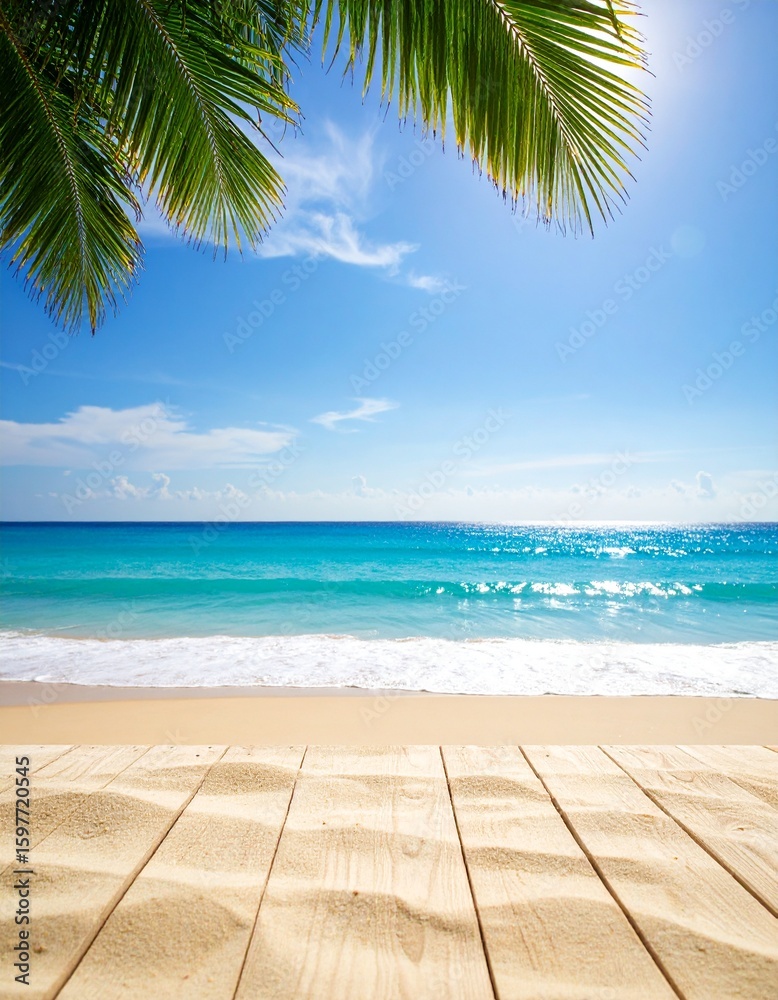 Fototapeta premium summer vacation concept, clear blue water ocean, tropical island, fancy luxury resort