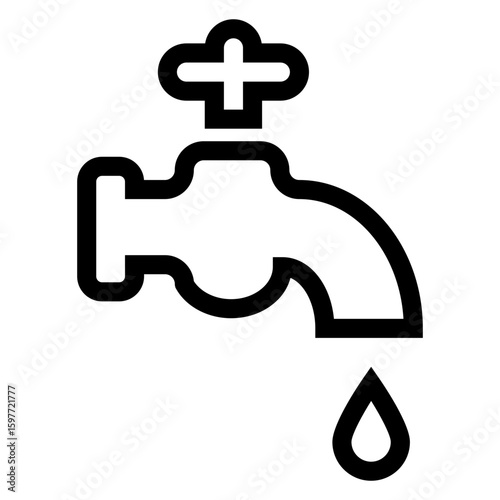 Icono grifo con líneas y gota de agua	