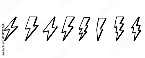 Lightning bolt icon set, Energy and thunder electricity symbol concept, vector Illustration