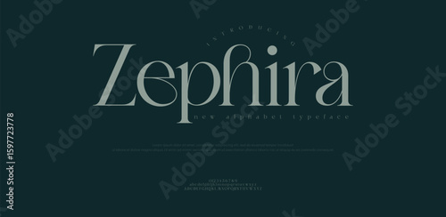 Zephira Elegant Serif Font Logo. Stylish Modern Typeface with Luxury Details for Branding, Fashion, Editorial, and Wedding Design. Vector Illustration.


