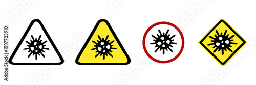 Warning corona virus sign , Corona virus danger and public health risk disease and covid-19 outbreak. Pandemic medical concept with dangerous cells.Vector illustration
