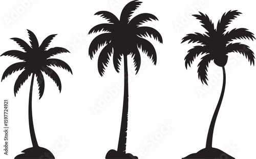 Pulm Tree vintage silhouette vector icon illustration