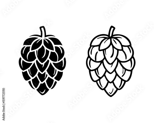 Hop icon isolated on white. Beer hop brewing emblem icon label logo, Vector illustration.